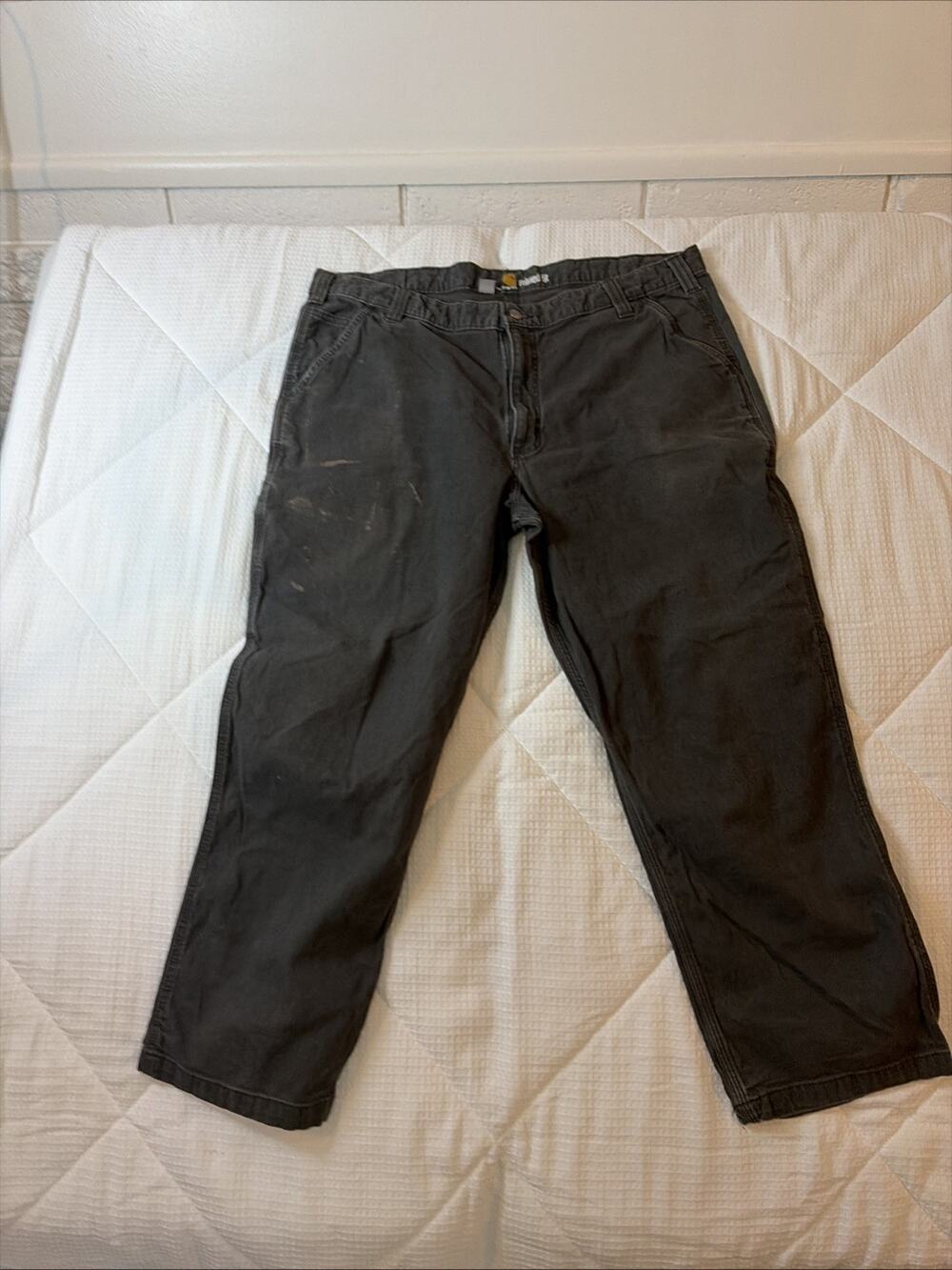 Carhartt Workwear Utility Pants Mens 42x30 Black Relaxed Fit Canvas Thrashed